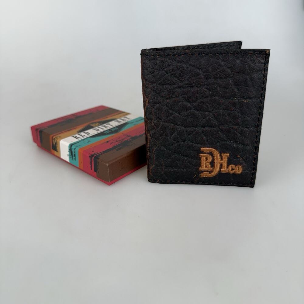 The Red Dirt Hat Co Bison Grain Wallet Brown Leather Bifold Card Case